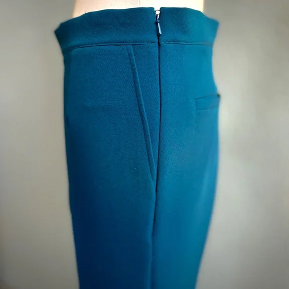 Safiyaa Turquoise Blue Wide Leg Trousers Size 6 38 UK 10 Stretch Flat Front Pant - Picture 10 of 17